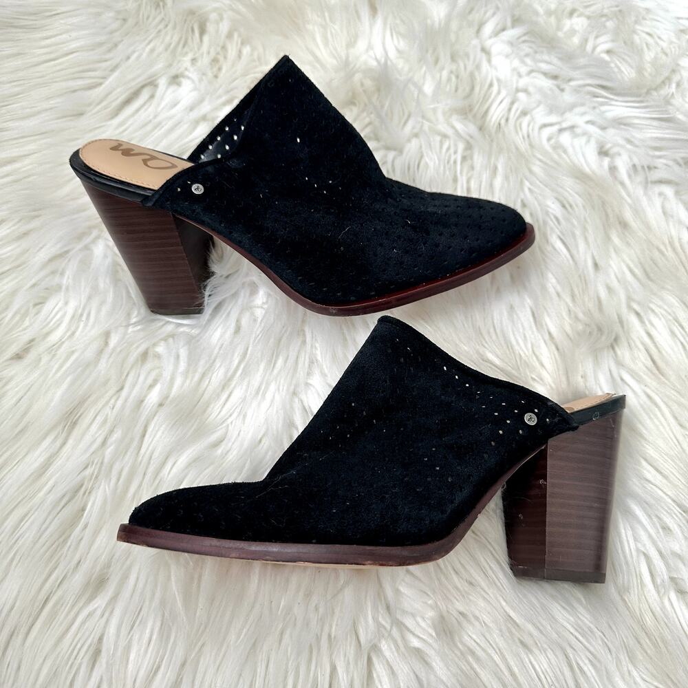 Sam Edelman Bates Perforated Suede Mules Sz 8